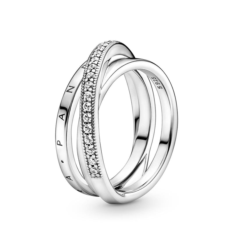 Crossover Pavé Triple Band Ring