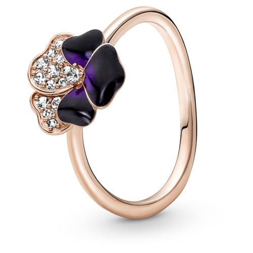 Deep Purple Pansy Flower Ring