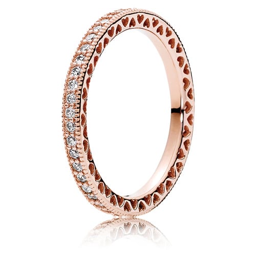 Hearts of Pandora Ring in Pandora Rose™ & Clear CZ