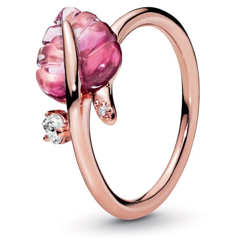 Pandora Rose Murano Glass Leaf Ring