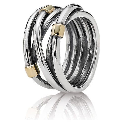 Silver Rope Ring with Gold