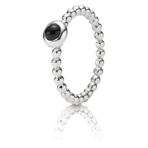 Beaded Ring with Cabochon Onyx