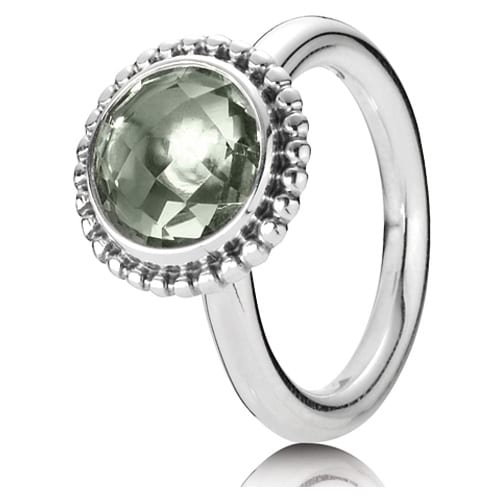 Sterling Silver Ring with Green Amethyst & Briolite
