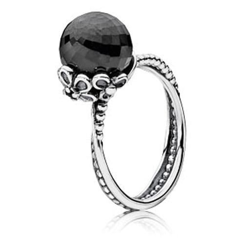 Intertwined Forever Bloom Stackable Ring with Black Spinel