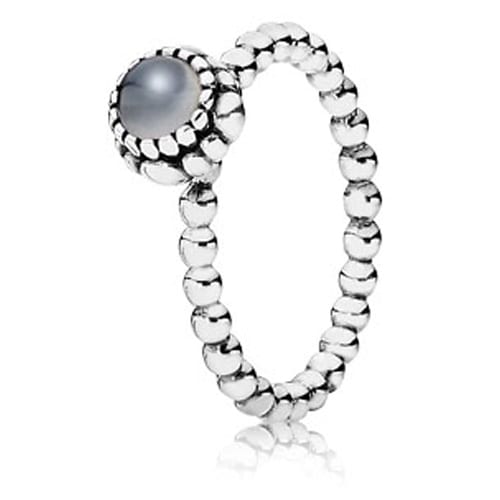 Sterling Silver & Grey Moonstone June Birthstone Ring