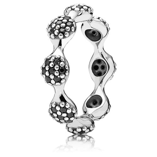 8-Pod Pave Ring with Black Crystal