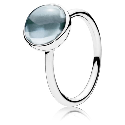 Poetic Droplet Ring with Aqua Blue Crystal