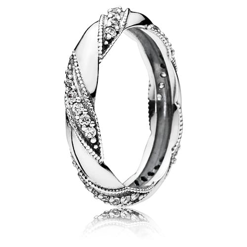 Ribbon of Love Stackable Ring with Clear Zirconia