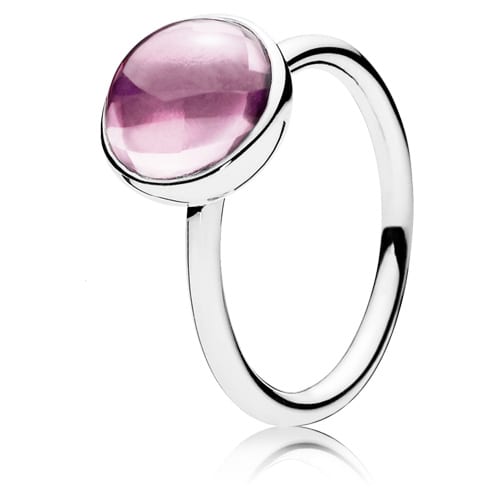 Poetic Droplet Ring with Pink Zirconia