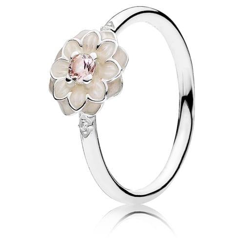 Blooming Dahlia Ring with Cream Enamel