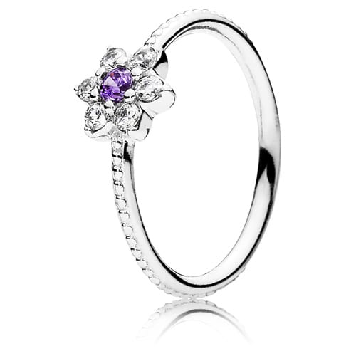 Forget Me Not Flower Ring with Purple Zirconia