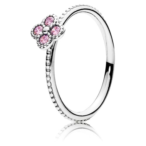 Oriental Blossom Ring with Pink Zirconia