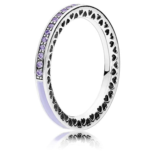 Radiant Hearts of Pandora Ring with Lavender Enamel