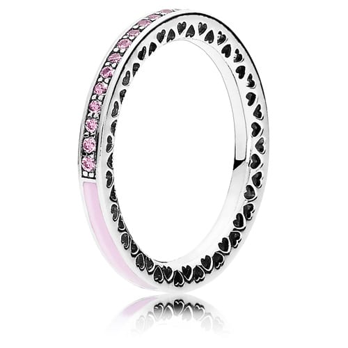 Radiant Hearts of Pandora Ring with Pink Enamel