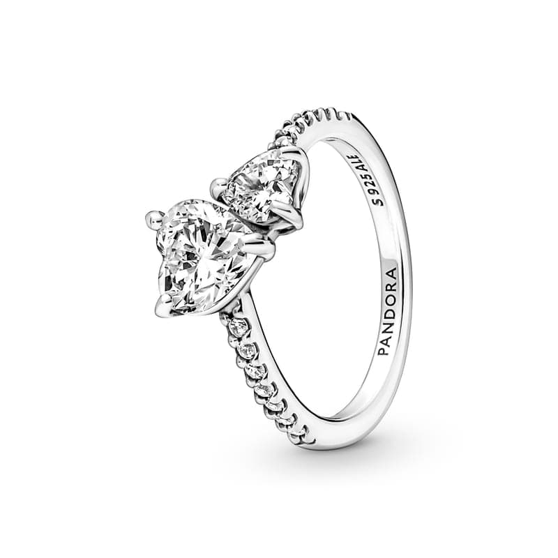 Pandora Double Heart Sparkling Ring 191198C01 191198 — Foto 1 von 1