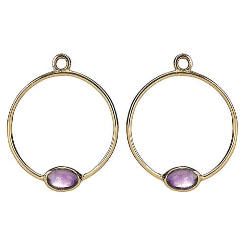 14K Gold Amethyst Hoop Earring Charm