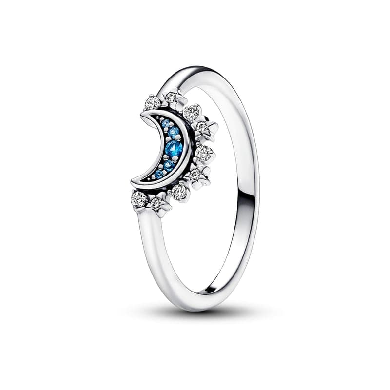 Pandora Celestial Blue Sparkling Moon Ring 192675C01 192675 — Foto 1 von 1