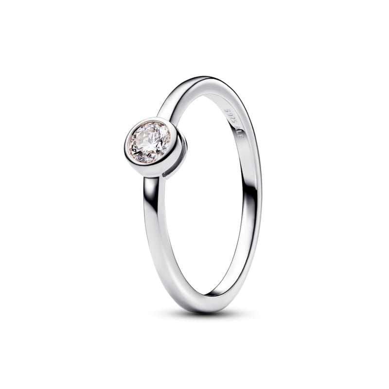 Bezel Sterling Silver Lab-grown Diamond Ring