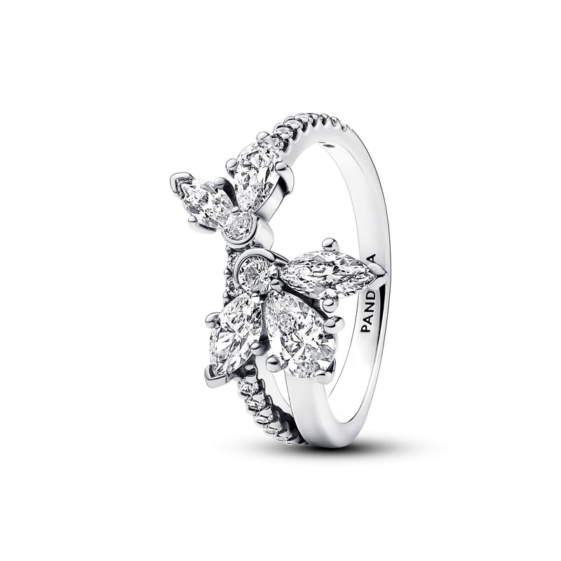 Sparkling Asymmetrical Herbarium Cluster Ring