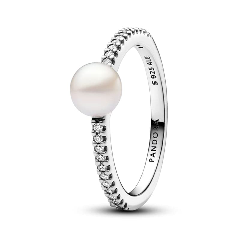 Pandora Treated Freshwater Cultured Pearl & Pavé Ring 193158C01 193158 — Foto 1 von 1