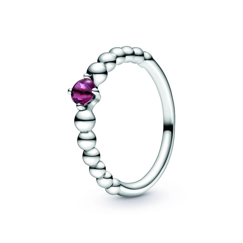 Juli Geburtsstein Leuchtend roter Metallperlen-Ring