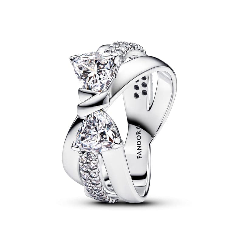 Pandora Sparkling Bow Crossover Band Ring 193553C01 193553C0148 — Foto 1 von 1