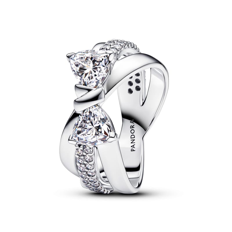 Sparkling Bow Crossover Band Ring