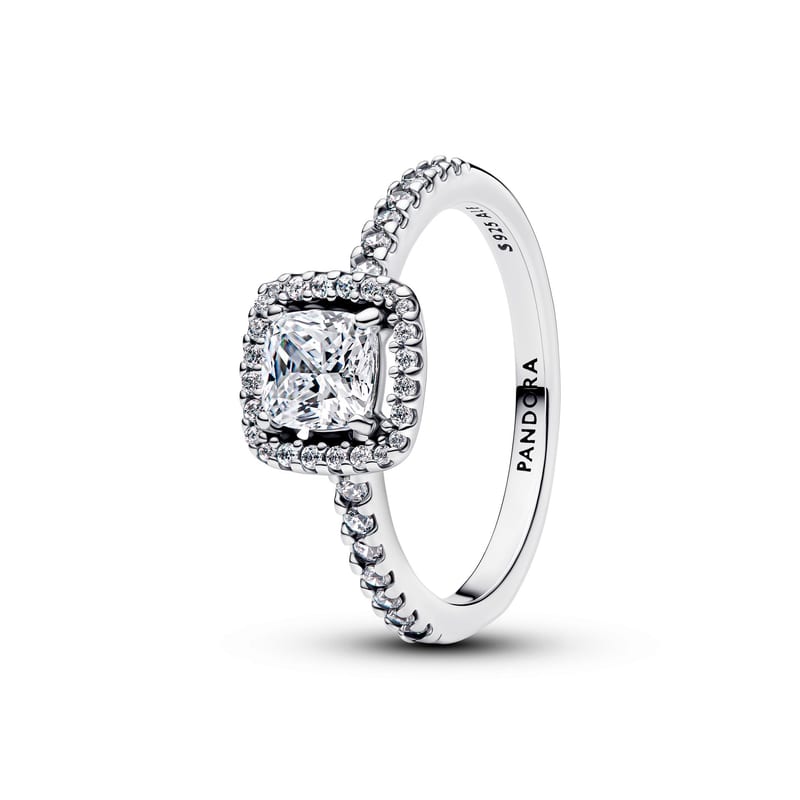 Pandora Sparkling Square Halo Ring