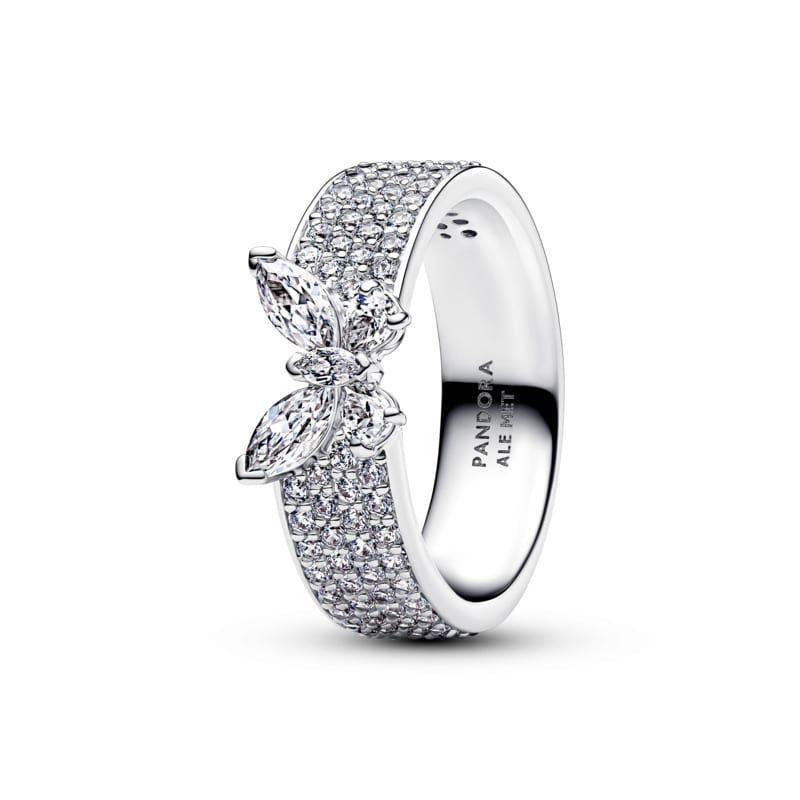 Sparkling Butterfly Bold Ring Sterling Silver