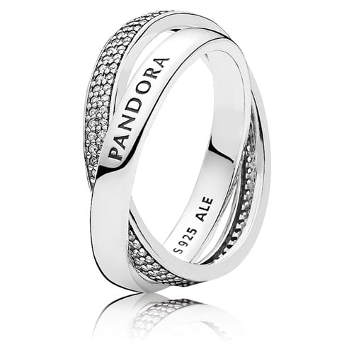 Intertwined Pandora Logo & Pavé Ring