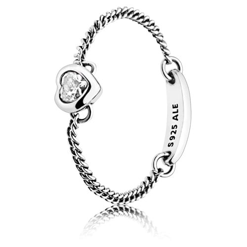 Spirited Heart Chain Ring, Clear