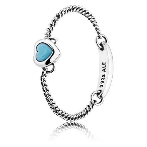 Spirited Heart Chain Ring, Blue