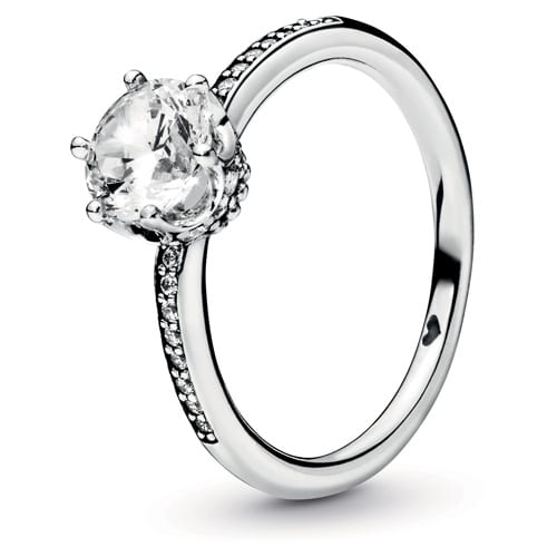 Clear Sparkling Crown Solitaire Ring