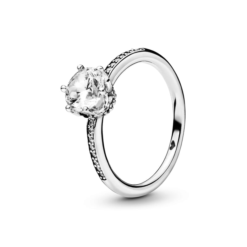 Clear Sparkling Crown Solitaire Ring