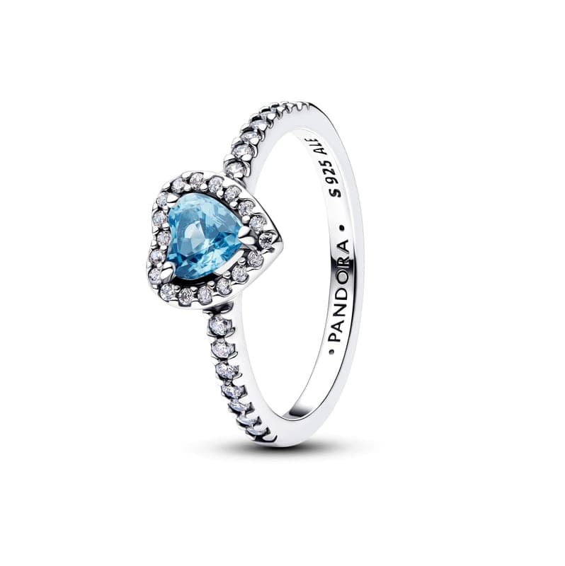 Pandora Elevated Light Blue Heart Ring 198421C10 198421 — Foto 1 von 1
