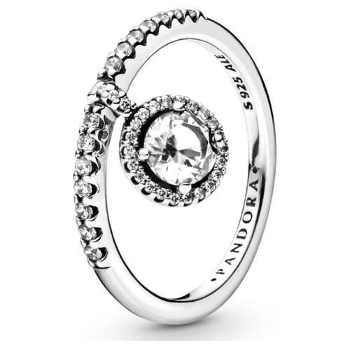 Dangling Clear Round Sparkle Ring