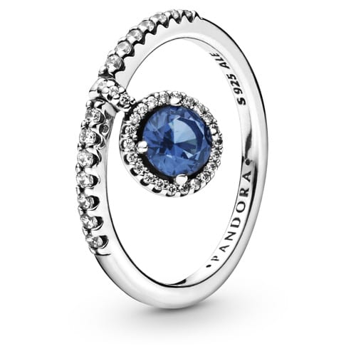 Dangling Blue Round Sparkle Ring