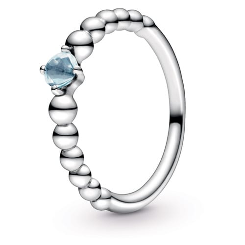 Aqua Blue Beaded / March Birthstone Ring