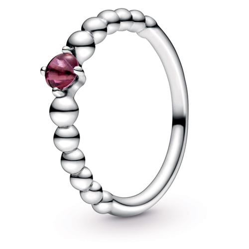 Blazing Red Beaded / July Birthstone Ring