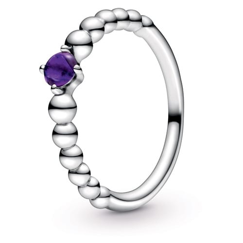 Purple Beaded / February Birthstone Ring
