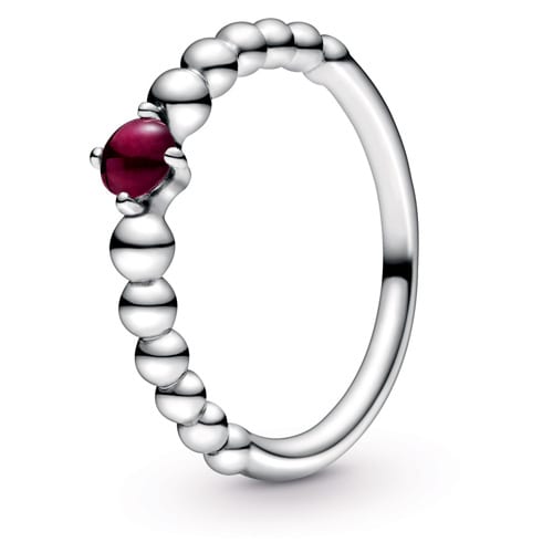 Dark Red Beaded / January Birthstone Ring
