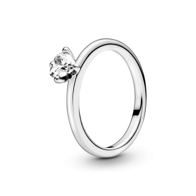 Clear Heart Solitaire Ring