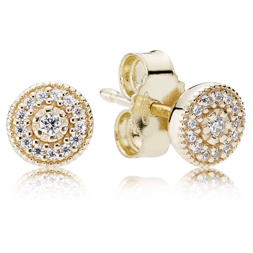 14K Gold Radiant Elegance Earring Studs with Clear Zirconia