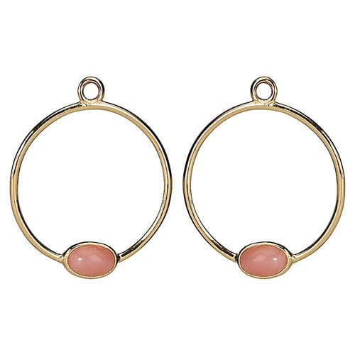 14K Gold Pink Opal Hoop Earring Charm
