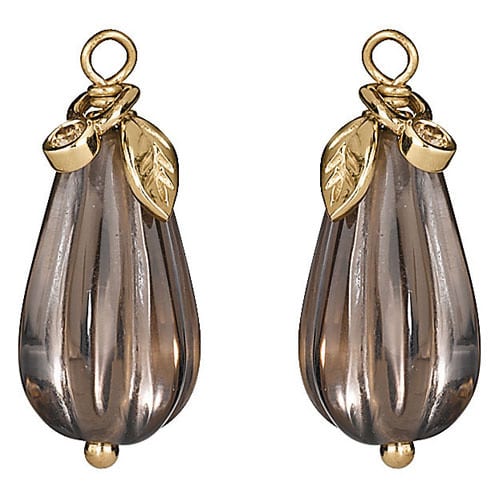 14K Gold Smokey Quartz Pear Earring Charm