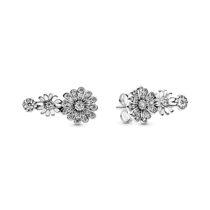 Sparkling Daisy Flower Trio Stud Earrings