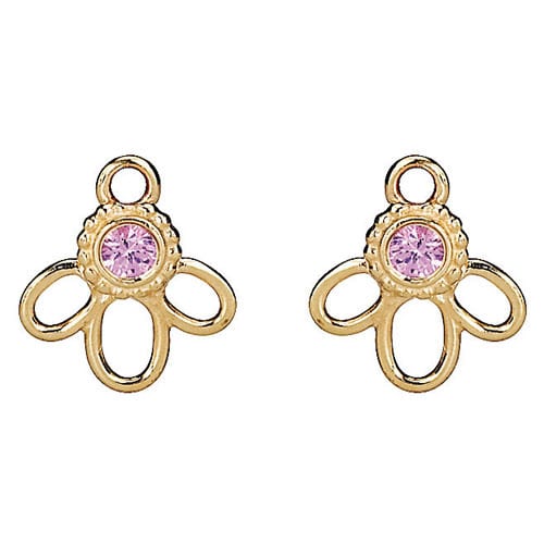 14K Gold Pink Sapphire Blossom Earring Charm