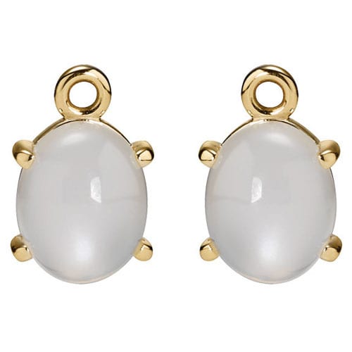 14K Gold Perfectly Polished Moonstone Earring Charm