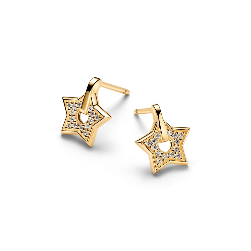Pandora Talisman 14k Gold Lab-grown Diamond Pavé Star Stud Earrings