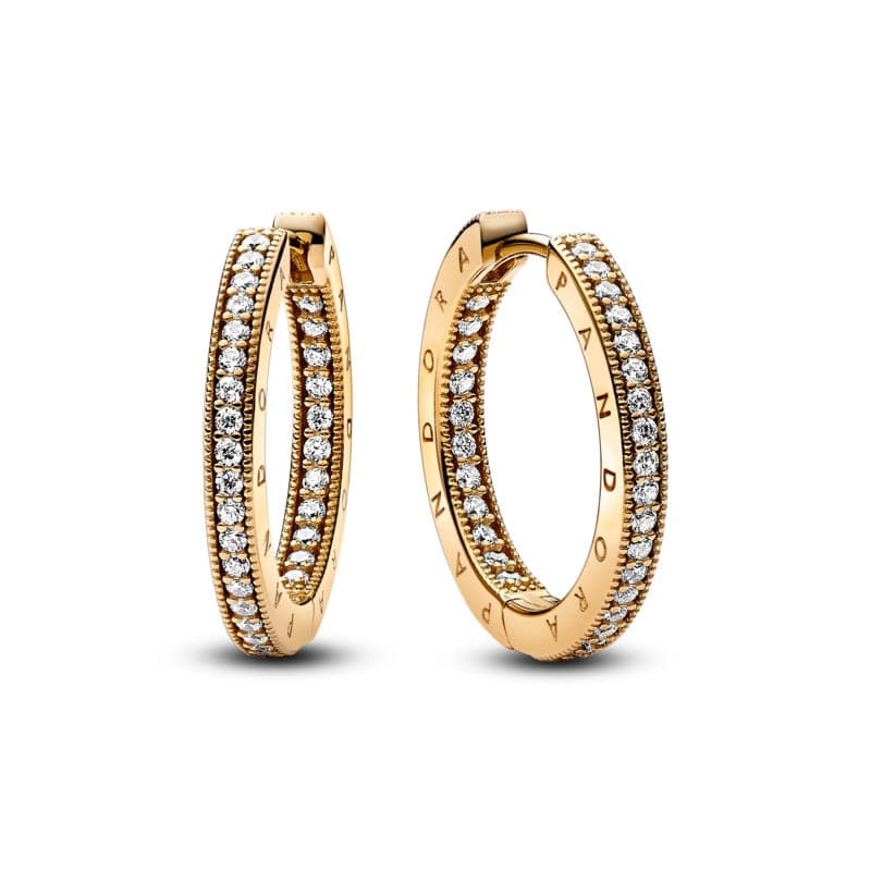 Pandora Signature Logo & Pavé Hoop Earrings 262738C01 262738 — Foto 1 von 1